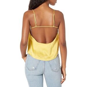 ASTR The Label Yellow Satin Cami Top Open Back Sleeveless Blouse‎ XS